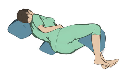 Woman good sleep posture illustration isolated