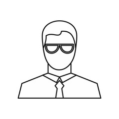 Businessman icon in outline style isolated on white background. People symbol vector illustration