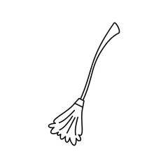 Witch broom icon in outline style isolated on white background. Tricks symbol vector illustration