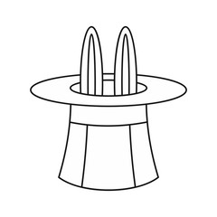 Rabbit in hat magician icon in outline style isolated on white background. Entertainment symbol vector illustration