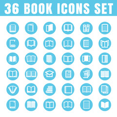 icons book color thin white in the circle blue on white backgrou