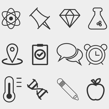 Science linear icons on a white background vector illustration