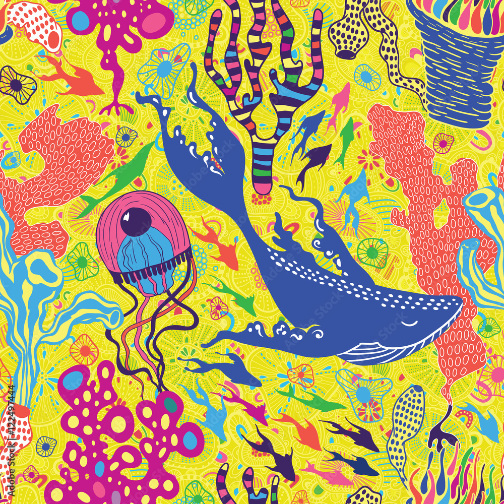 Poster Deep ocean. Vector seamless pattern