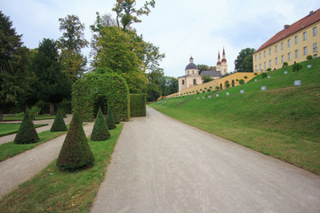 Collegiate Church of St. Mary with cloister garden in Monastery Neuzelle