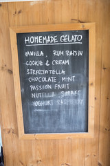 Chalkboard ice cream menu