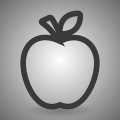 Apple Outline Icon on a gray background vector illustration