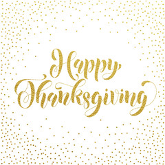 Happy Thanksgiving gold glitter greeting card