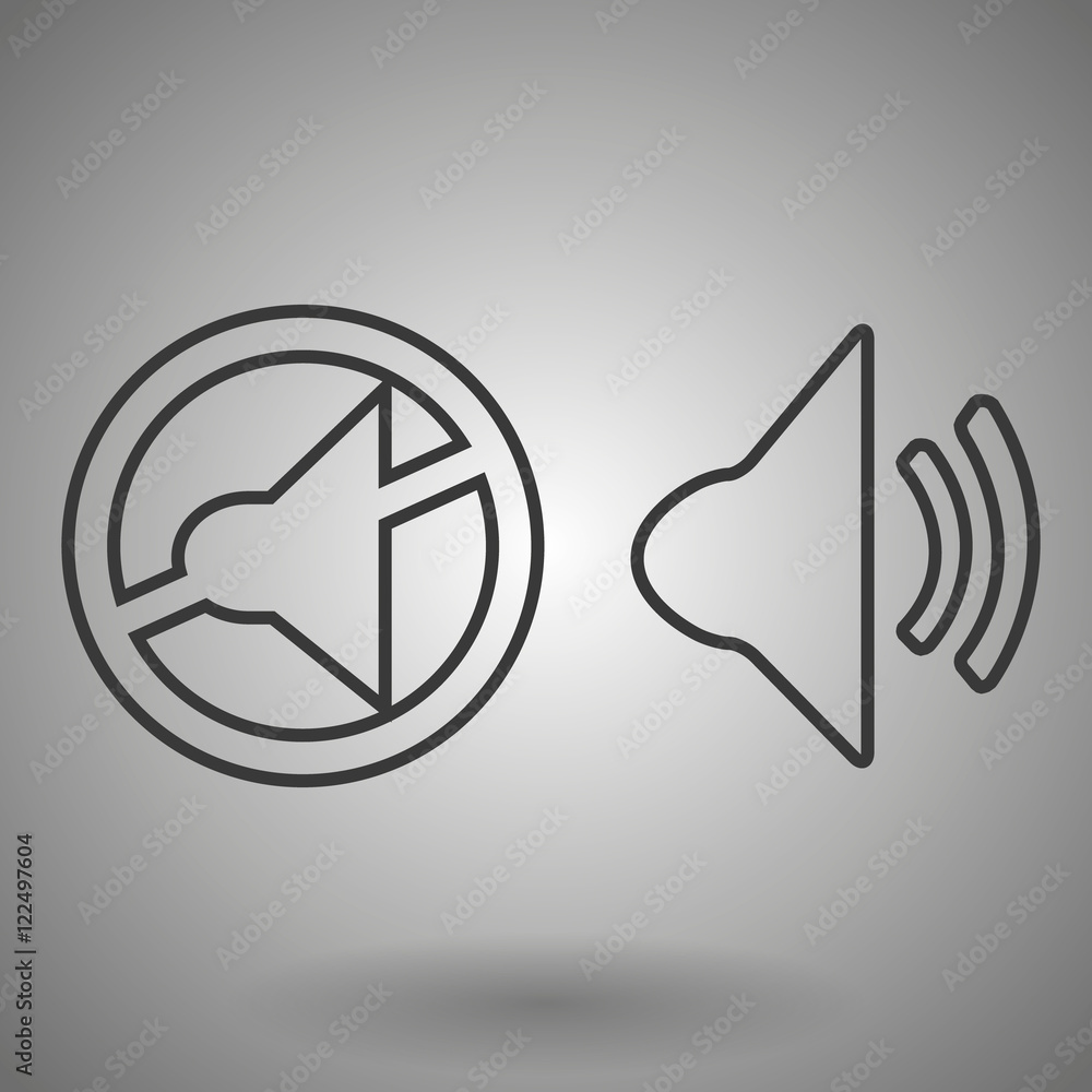 Poster mute speaker line icon on a gray background vector illustration