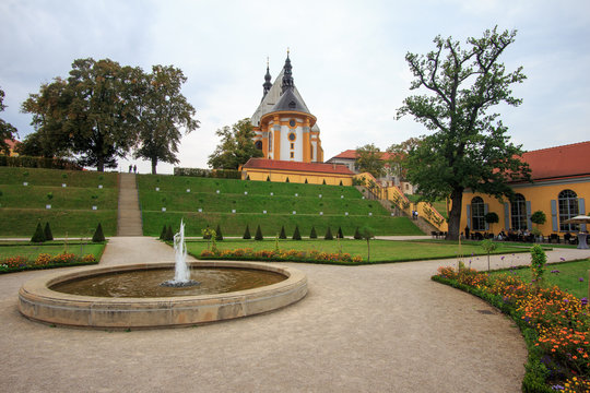 Collegiate Church of St. Mary with cloister garden in Monastery Neuzelle