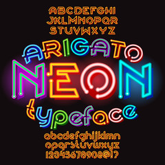 Arigato color neon typeface
