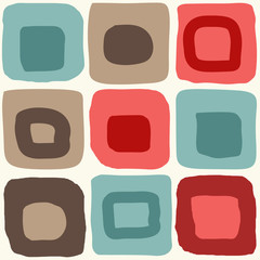 Doodle squares abstract seamless vector pattern. Boho texture