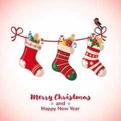 Christmas greeting card with socks.
