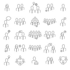 People thin line icons vector