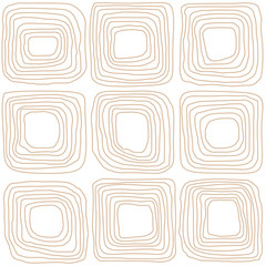 Doodle squares abstract seamless vector pattern. Boho texture