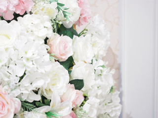 Pink and white colour from artificial flowers