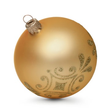 Gold christmas ball isolated on white background