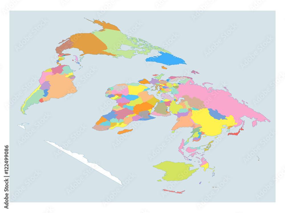 Poster isometric high detail world map. all elements are separated in editable layers clearly labeled. vect