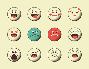 Set of retro emoji emoticons