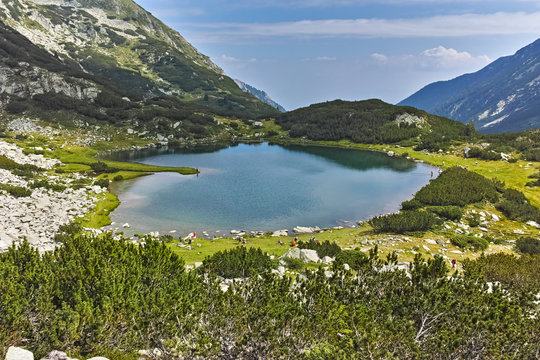 Panorama of Muratovo lake, Pirin Mountain, Bulgaria