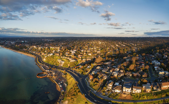 Aerial panorama of Frankston coastline