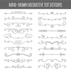 Set of cute vector swirl ornaments. Hand-drawn calligraphic design elements and page decoration.