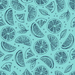 Seamless vector pattern with hand drawn pieses of lime.