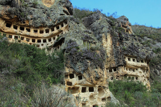 The Ventanillas de Combaya are an old pre inca cemetry in the mountains of northern Peru near Cajamarca.
