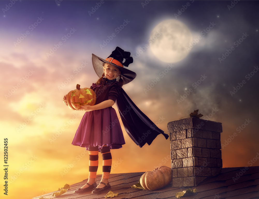 Canvas Prints little witch outdoors