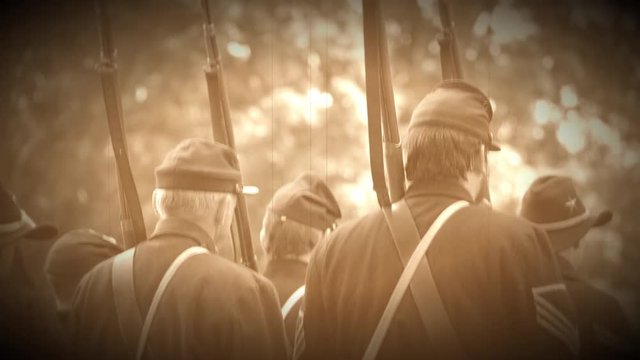 Civil War soldiers standing at ease (Archive Footage Version)