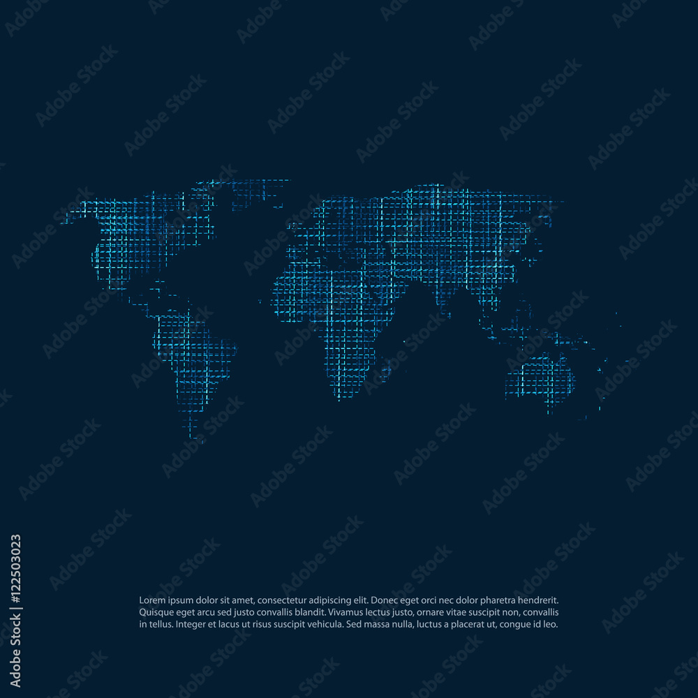 Poster cloud computing and networks concept - abstract world map background design