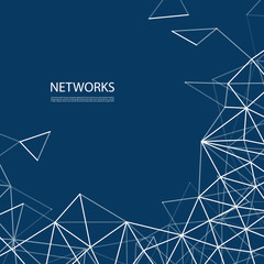 Networks, Connections Concept - Blue and White Mesh, Vector Background