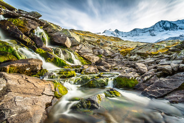 Waterfall at Zillertal Alps in Austria