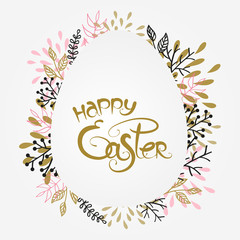 Happy Easter floral vector background. Card template