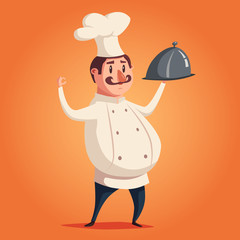 Funny chef, cute character. Vector cartoon illustration
