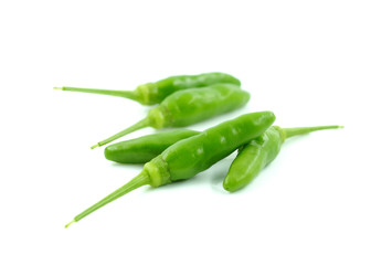 Fresh green paprika on white background.