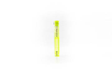 Apple green blank gas lighter stand isolated on a white background. Transparent surface...