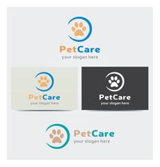 Logo Empreinte Pas Animal Icone Carte de Visite et Charte Graphique Entreprise Vétérinaire Soins Animaux Plusieurs Couleurs