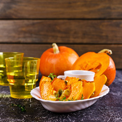 Baked pumpkin slices