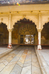 Fototapeta na wymiar Inlaid marble, columns and arches, Hall of Private Audience or Diwan I Khas at the Lal Qila or Red Fort in Delhi, India