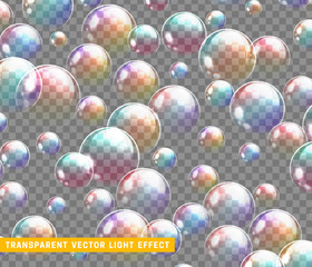 Bubbles soap realistic set isolated with transparent background vector illustration