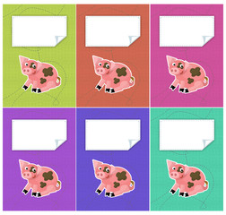 Cartoon set of colorful covers - happy and funny - isolated - illustration for children