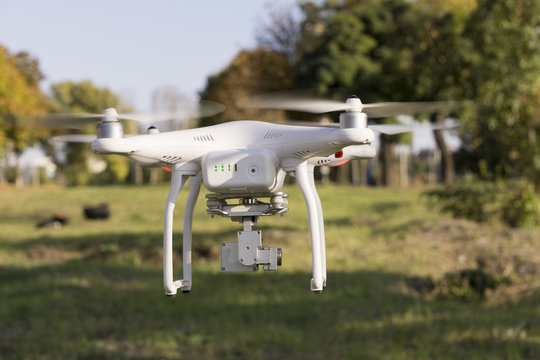 Drone quadrocopter with high resolution digital camera. 