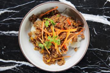 Fried noodle with minced beef , Chinese food
