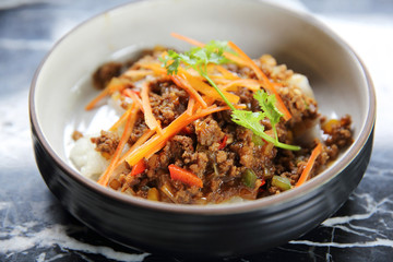 Fried noodle with minced beef , Chinese food