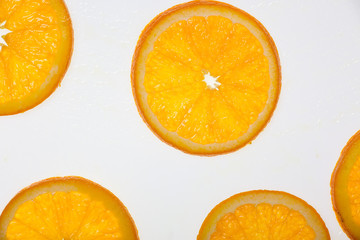 slice of orange on white background