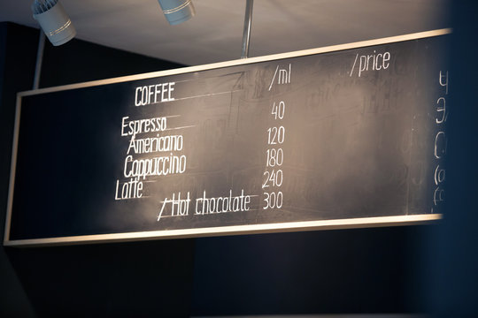 board in cafeteria with the menu - Powered by Adobe