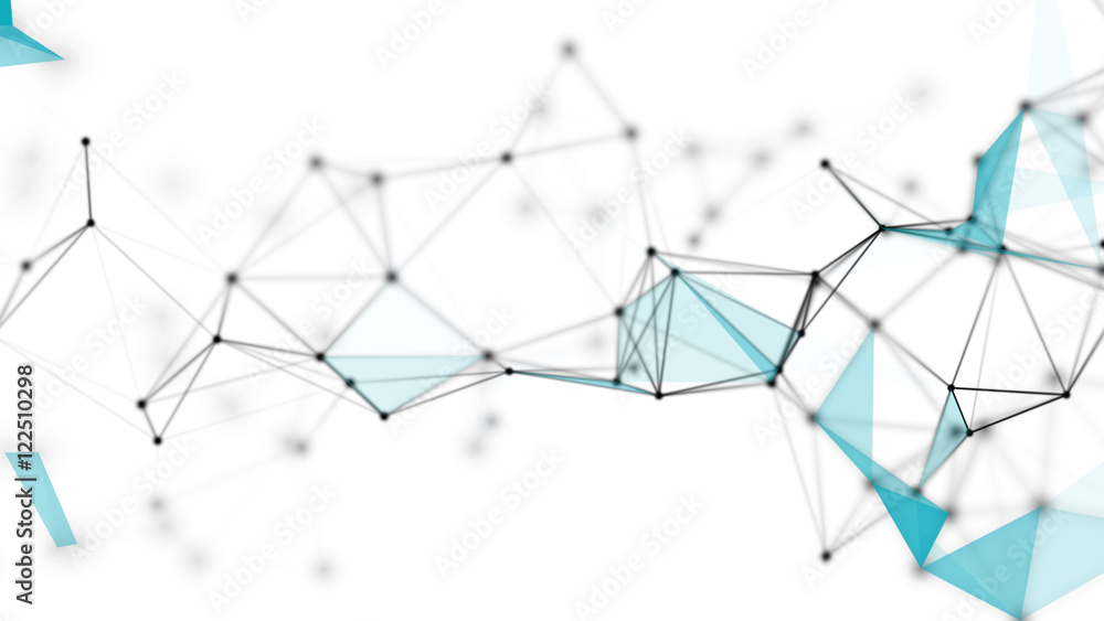 Fototapete abstract technology futuristic network - fantasy plexus background. 3d rendering