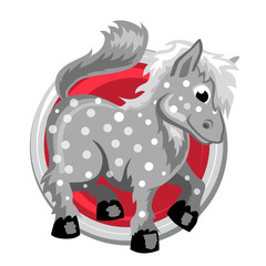 Horse. Orient horoscope sign isolated in circle. Chinese symbols. Zodiac.