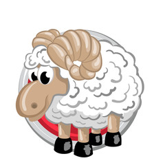 Sheep. Orient horoscope sign isolated in circle. Chinese symbols. Zodiac.