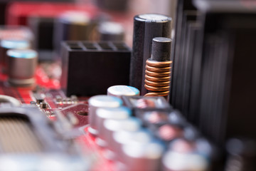 Closeup electronic circuit board background